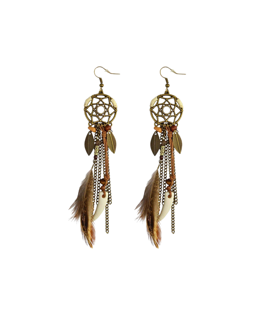 Boucles d'oreilles en plumes attrape-rêves
