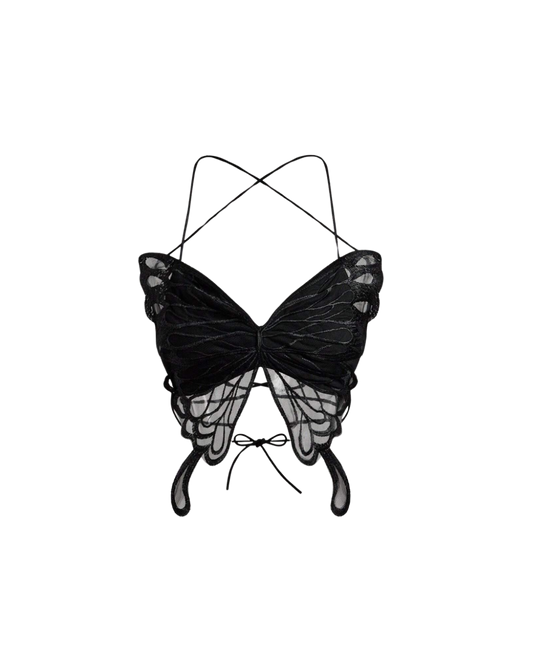 Haut à lacets avec ailes de papillon