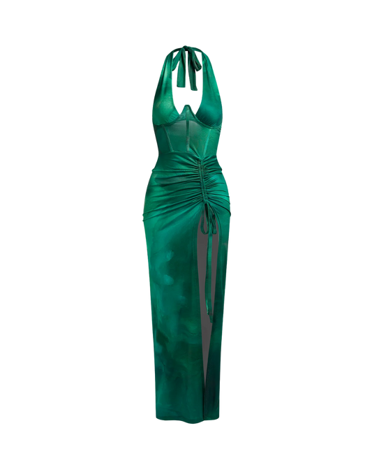 Robe dos nu émeraude