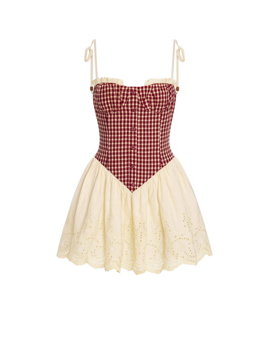 Robe corset à carreaux vichy