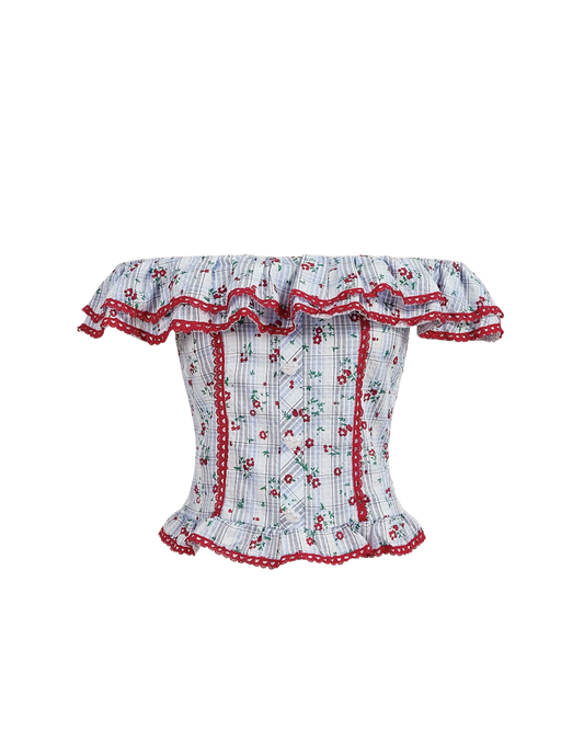 Haut corset fleuri à smocks
