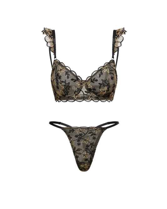 Ensemble de lingerie noir doré