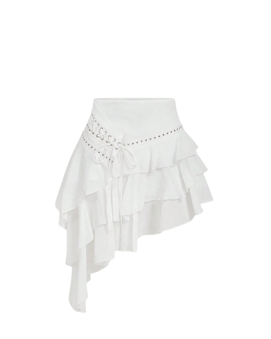 Jupe à volants asymétrique