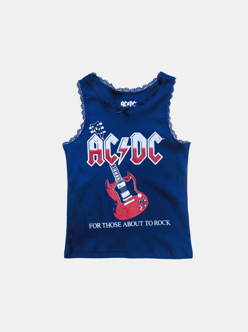 AC/DC Lace Trim Tank Top