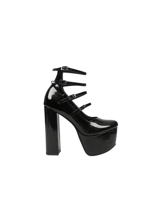 Glossy Triple Strap Platforms