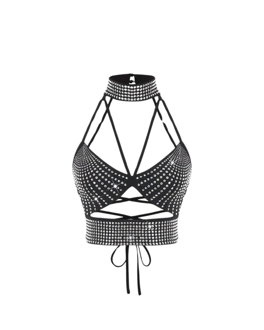 Haut court croisé à strass