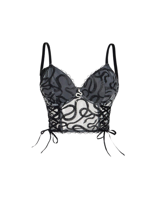 Haut corset à lacets serpent