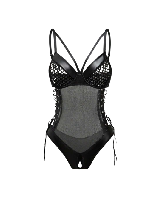 Body audacieux en maille et cuir