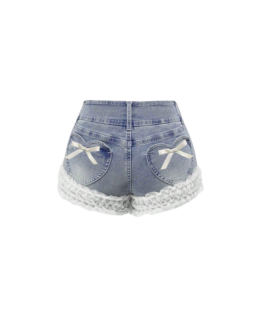 Lace Denim Shorts
