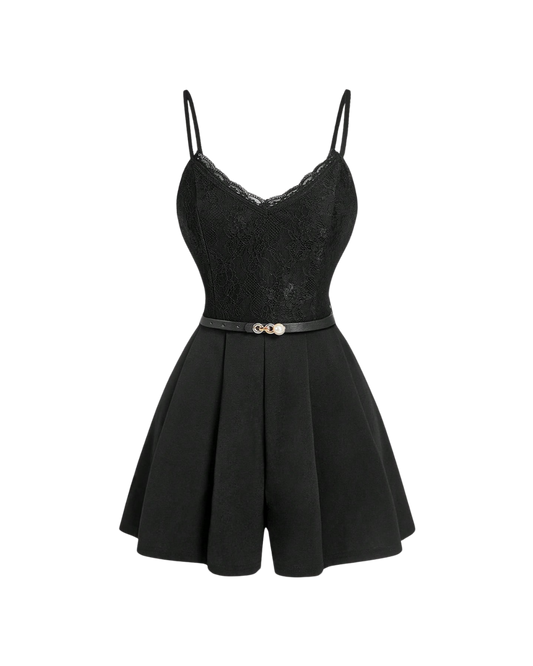 Combinaison ceinturée avec haut en dentelle