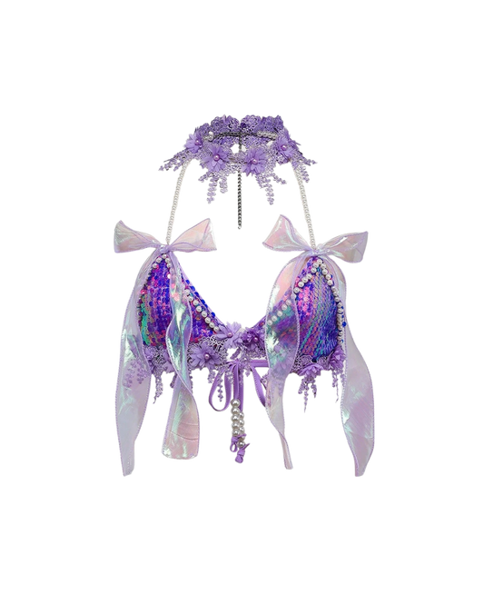 Haut dos nu à paillettes style sirène