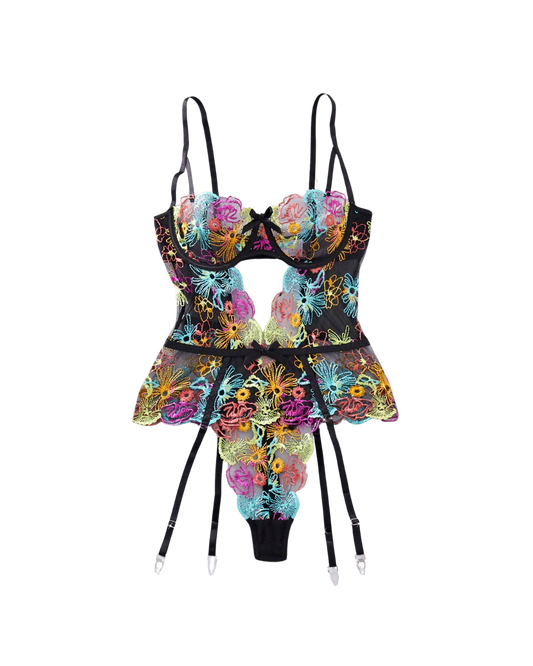 Lingerie florale arc-en-ciel