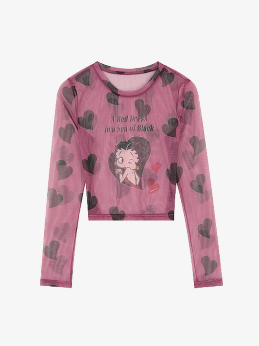 Haut court en résille Betty Boop