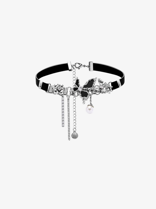 Collier papillon noir