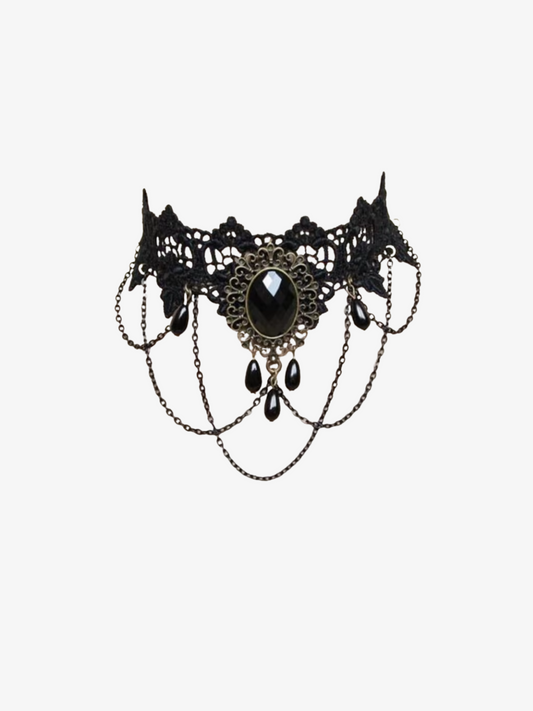 Collier ras du cou en dentelle noire