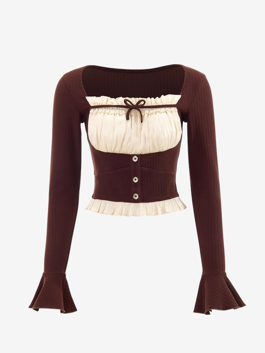 Haut bohème à volants et à nouer