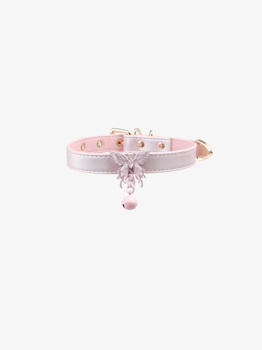 Collier ras-de-cou rose papillon