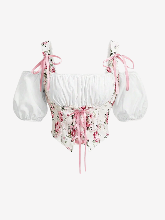 Haut corset fleuri Cottagecore