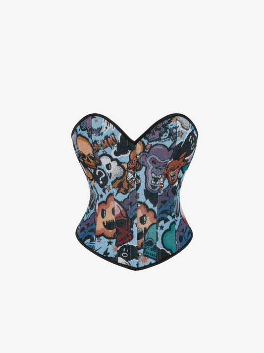 Corset à baleines brodé