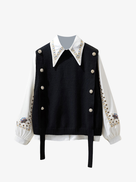 Ensemble gilet et chemise en maille