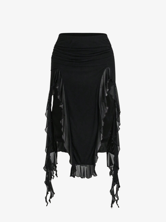 Jupe asymétrique à volants