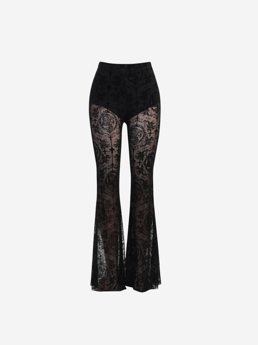 Sheer Lace Flared Pant