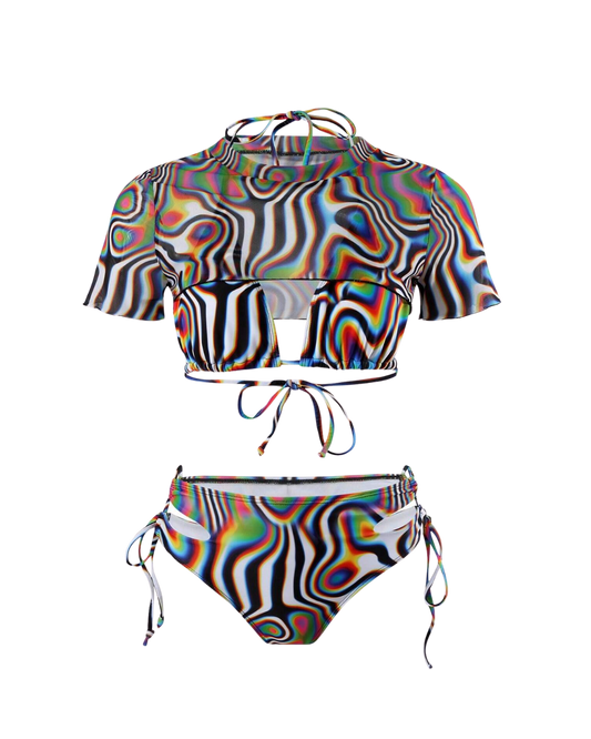 Ensemble de maillot de bain à illusion arc-en-ciel
