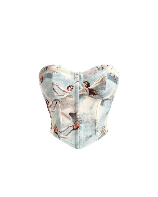 Haut sans bretelles à imprimé ange