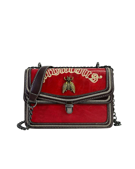 Bee Black Metal Chained Handbag