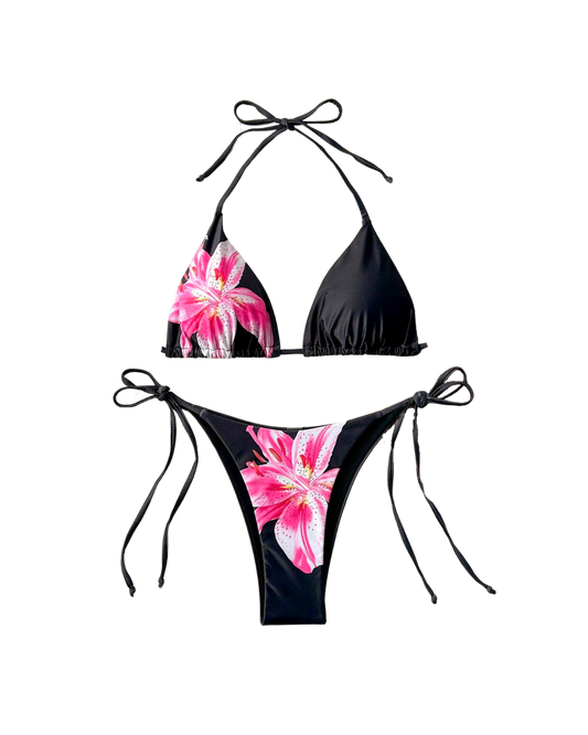 Floral Print Triangle Bikini Set