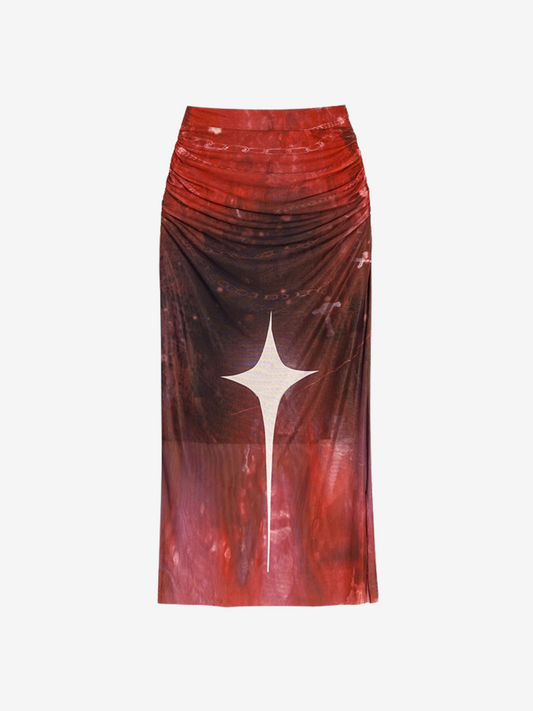 Star Ruched Maxi Skirt