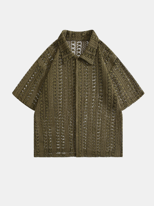 Olive Green Crochet Shirt