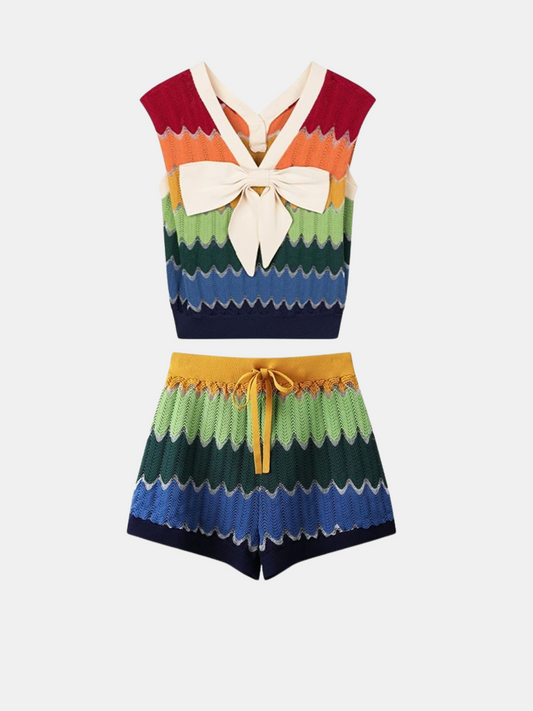 Ensemble en tricot arc-en-ciel