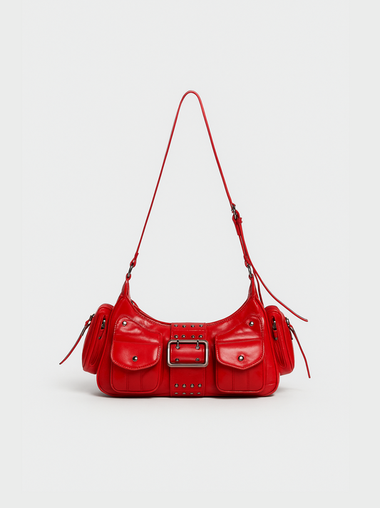 Buckle & Pocket Red Bag