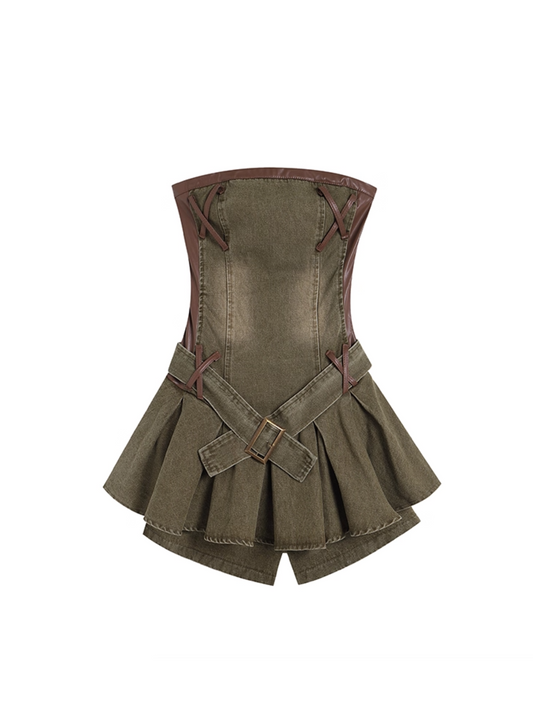 Mini-robe en jean militaire