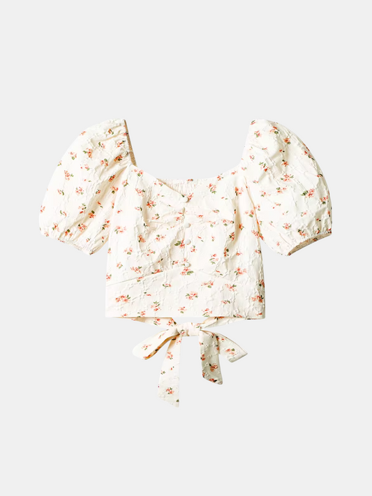 Chemisier fleuri à fleurs bouffantes