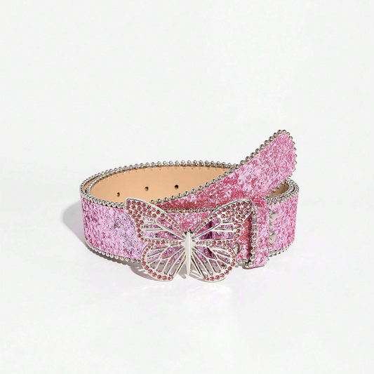 Ceinture à boucle en strass scintillant