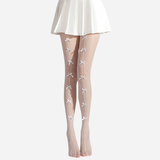 Collants transparents ornés d'un nœud