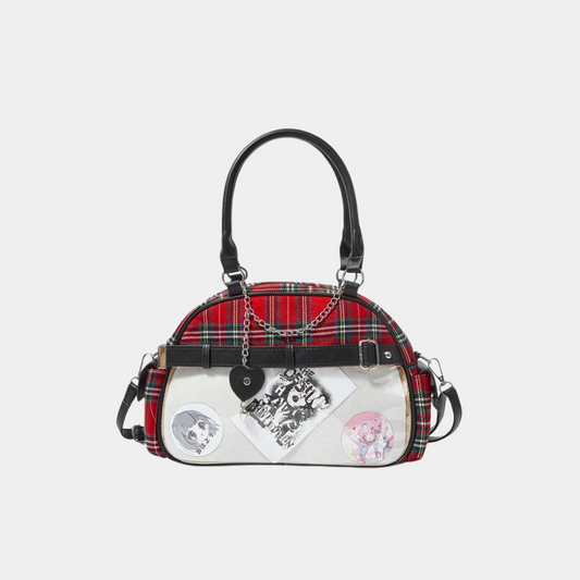 Sac à main à carreaux avec chaînes