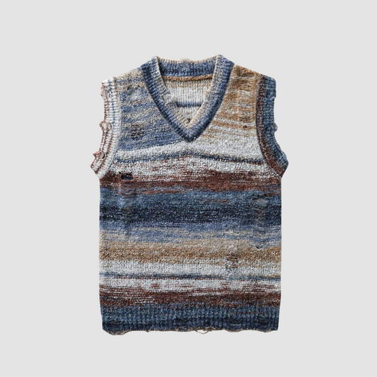 Sleeveless V-Neck Knit Pullover.