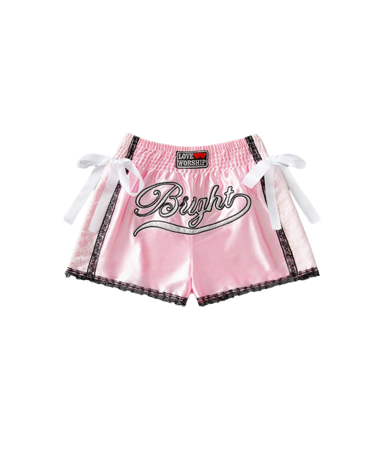 Short en satin à nœud brillant