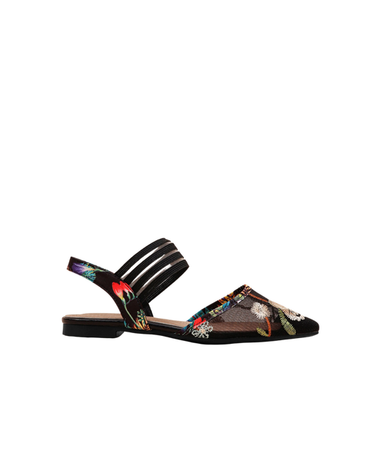 Embroidered Mesh Flats