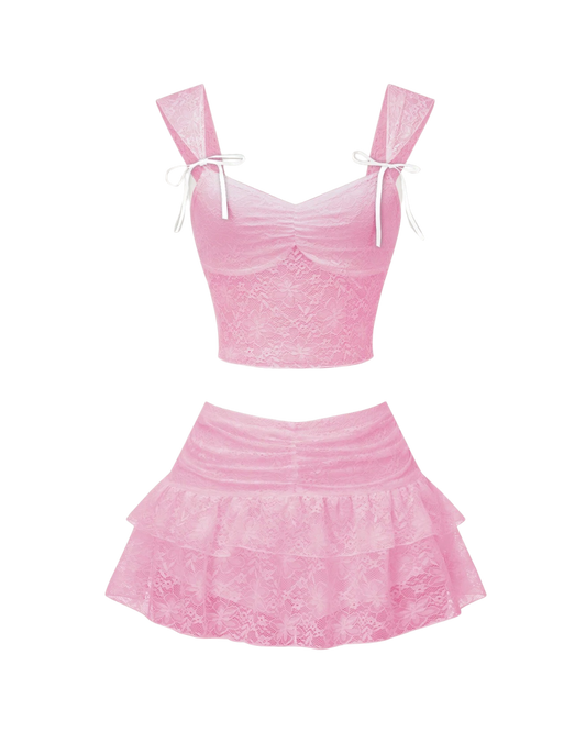 Ensemble plissé en dentelle