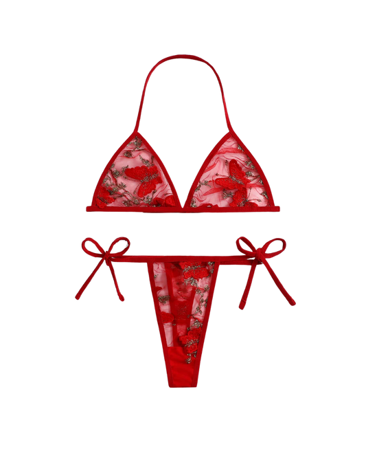 Ensemble triangle en micro dentelle