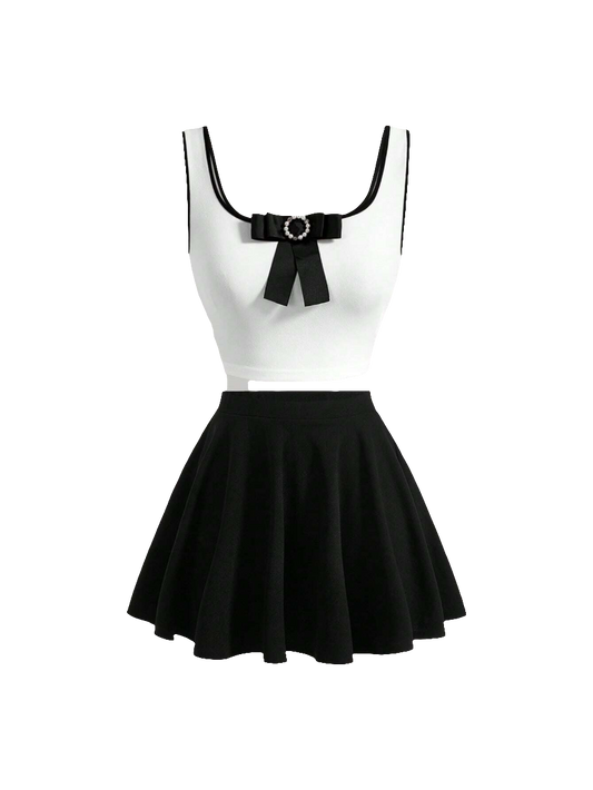 Haut à nœud et jupe évasée