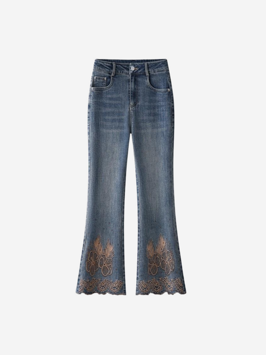 Jean évasé à fleurs