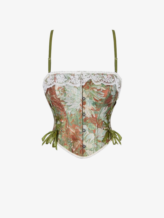 Corset à lacets vintage à fleurs