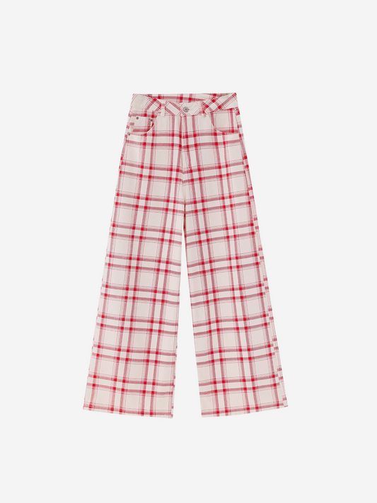 Plaid Wide-Leg Pants