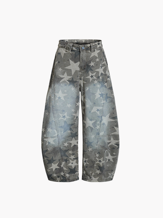 Jean baggy à imprimé étoiles