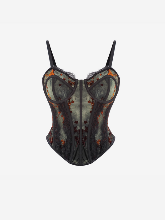 Haut corset fleuri transparent
